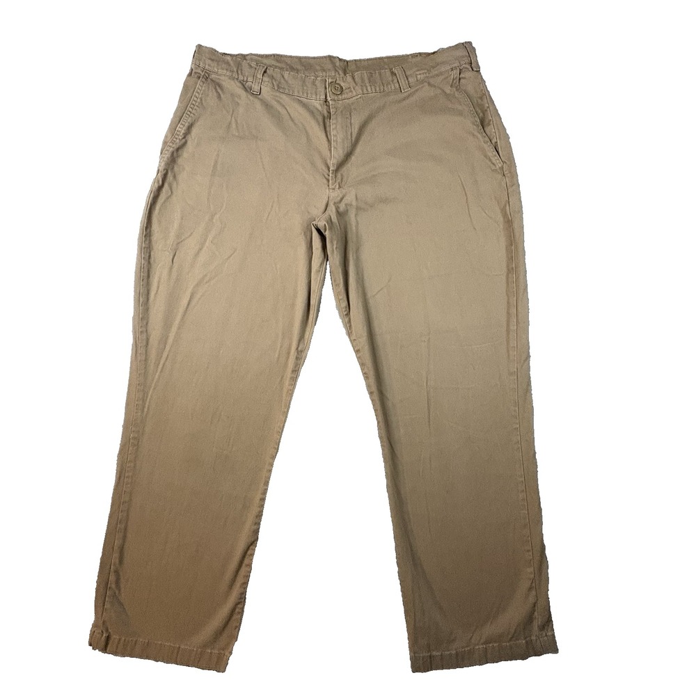 Unbranded Men's 40x29 Brown Khaki Straight Leg Stretch Chino Flat Front Pants